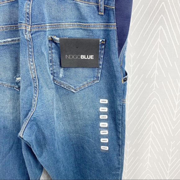 INDIGO BLUE Side Panel Letdown Hem Maternity Overalls NWT. - Picture 6 of 13